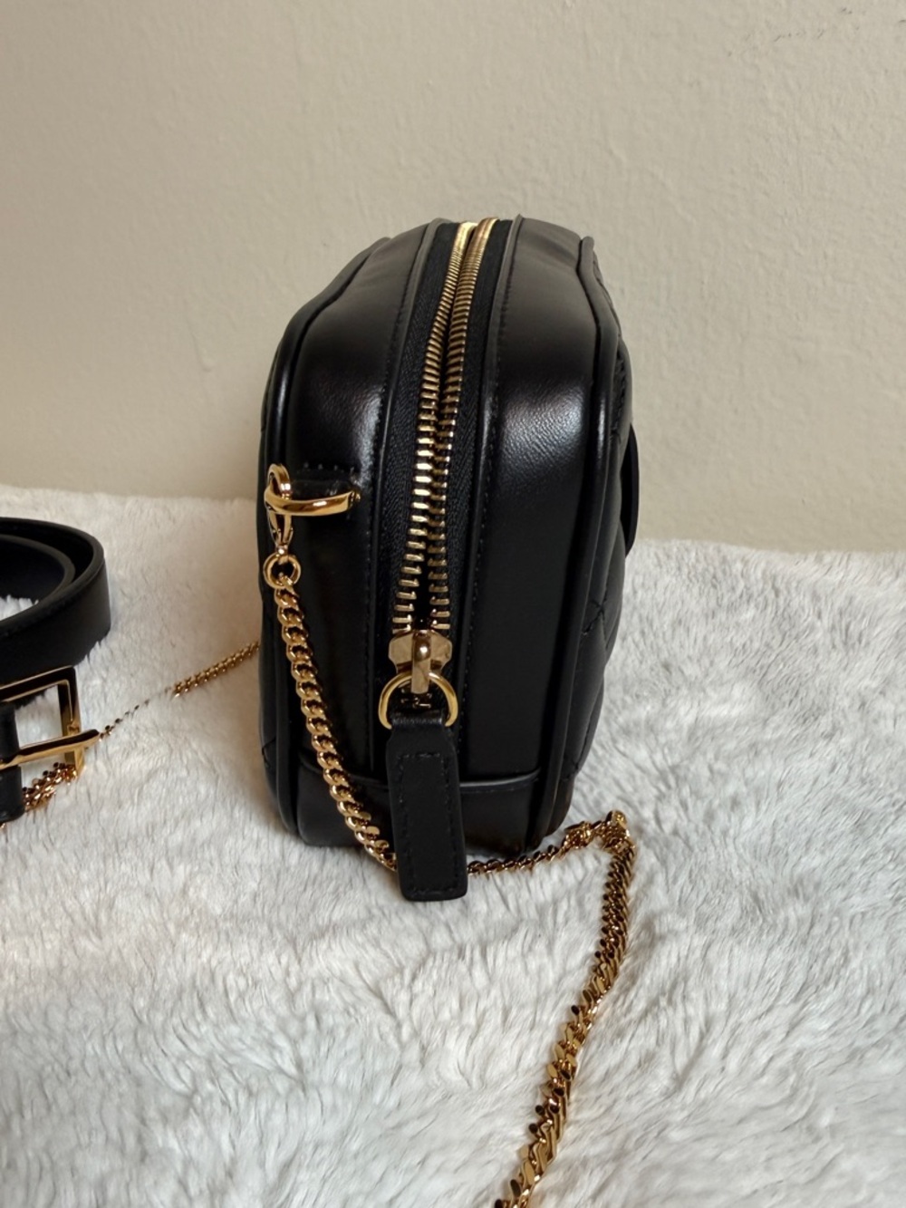 Versace Black Quilted Leather Crossbody with Gold Medallion - Picture 5 of 8